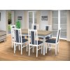 Jídelní set Brooklyn pro 6 lidí se židlemi a stolem 140x115 cm v dekoru bílá, deska dub sonoma/světle modrá