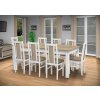 Jídelní set Brooklyn pro 6 lidí se židlemi a stolem 140x115 cm v dekoru bílá, deska dub sonoma/žlutá/béžová