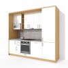 Sektorová kuchyňská linka VS 265 KL22 v dekoru buk s bílými dveřmi v lesku