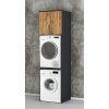 Vysoká koupelnová skříňka na pračku a sušičku K48 v dekoru antracit s dveřmi dub wotan