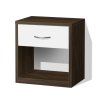 Noční stolek Summer v dekoru ořech s bílou zásuvkou