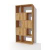 Policová skříň s dvířky, knihovna, regál Alfa 180 v odstínu ořech lyon