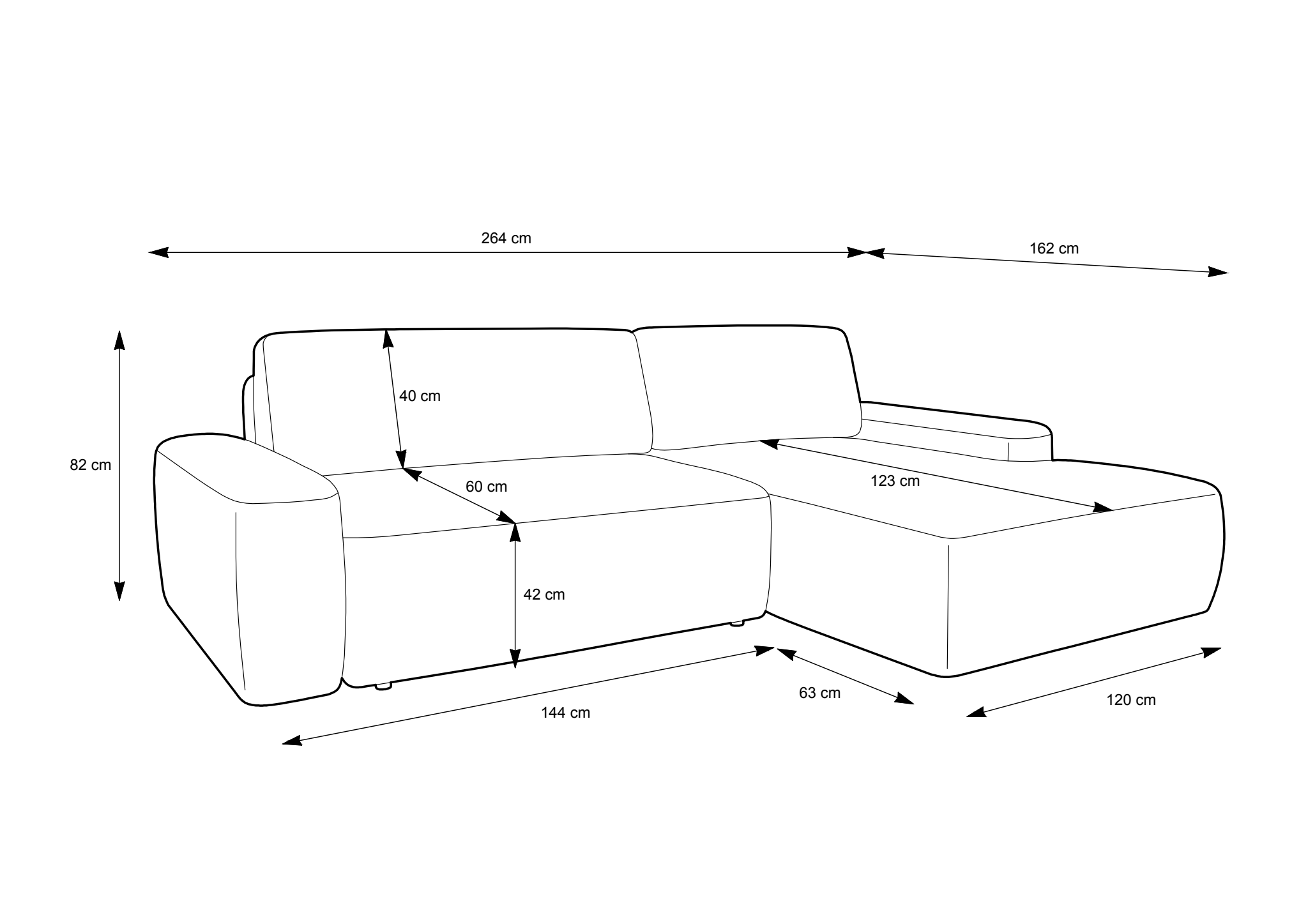 Rozměry sedačky EASY M