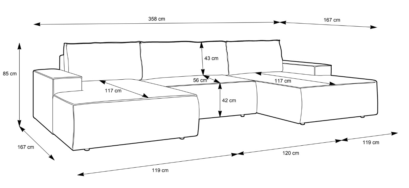 Rohová sedací souprava FABIO U1 ve tvaru U