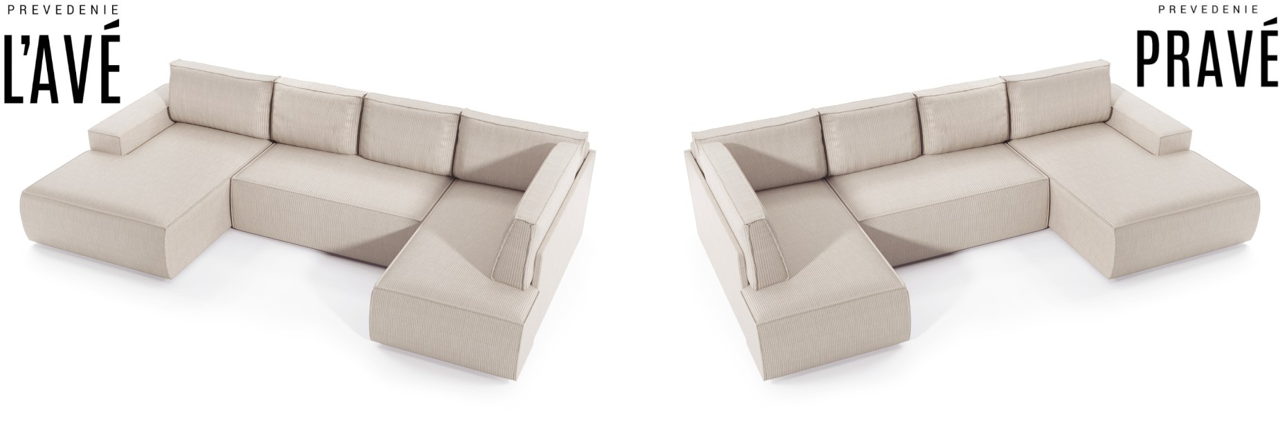 Rohová sedací souprava FABIO U2 140 ve tvaru U – levé a pravé provedení