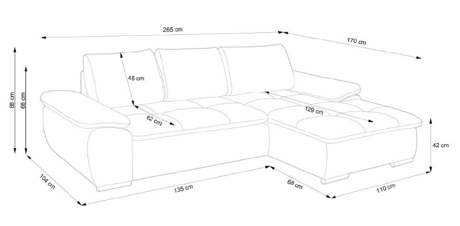 Rozměry sedací soupravy OPTIMA
