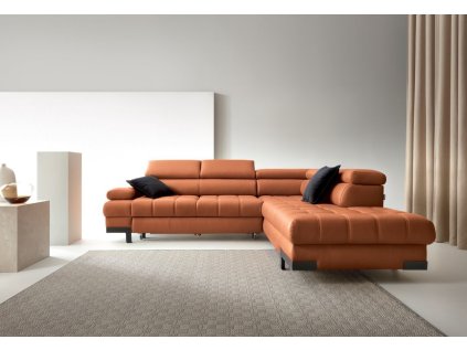 Kožená sedačka PANARO L v moderním interiéru, rohové provedení