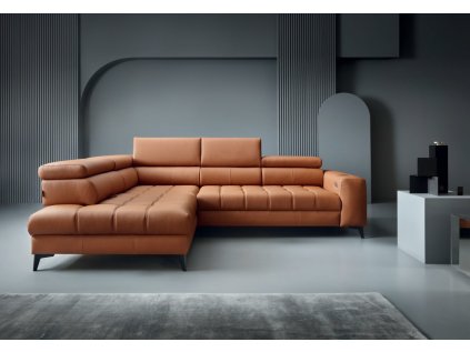 Kožená sedačka ROBERTO v moderním interiéru, rohová sedací souprava