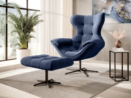 Relaxační křeslo s taburetem v interiéru, moderní design