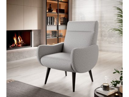 Relaxační křeslo JUDITH v interiéru, moderní křeslo u krbu