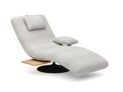 Relaxační křeslo VIENNA ve světlé potahové látce, boční pohled