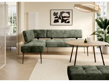 Rohová kuchyňská lavice SEA v interiéru jídelny, celkový pohled