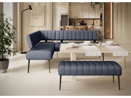 Rohová kuchyňská lavice TUNDRA v interiéru jídelny, celkový pohled