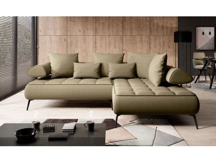 Rohová sedací souprava AKIRA L v interiéru obývacího pokoje, celkový pohled