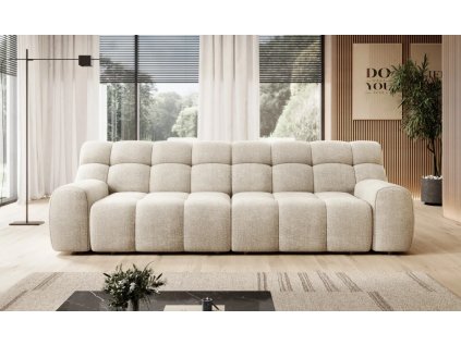 Světlá sedačka BEACH sofa v elegantním interiéru obývacího pokoje, celkový pohled