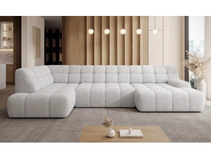 Světlá sedací souprava BEACH XL v prostorném obývacím pokoji, celkový pohled