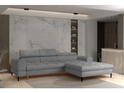 Šedá sedací souprava BREEZE S v elegantním interiéru obývacího pokoje, celkový pohled