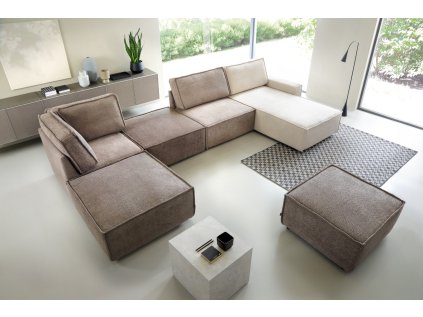 Sedacia súprava CUBE v tvare U (Poťahová látka akciová)