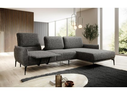 Rohová sedací souprava FRANKO Mini s nastavitelnými opěrkami v prosvětleném interiéru