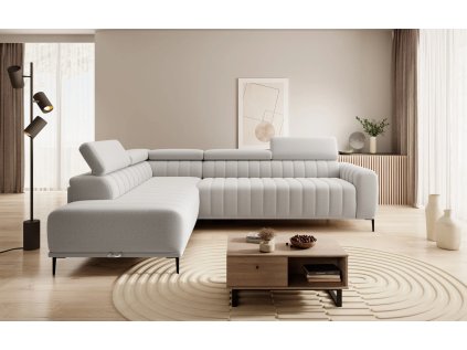 Sedačka GUSTO ve světlém interiéru obývacího pokoje, celkový pohled na sestavu