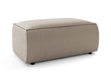 Taburet FABIO béžový hranatý čalouněný taburet v mírně bočním pohledu na bílém pozadí.