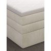 Detail boční části boxspring postele SNUGGLE, vrstvení matrací, světle béžové čalounění