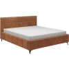 Čalouněná postel DONALD, přímý pohled zepředu, hnědé čalounění, nízké čelo s horizontálním členěním
