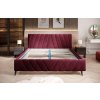 Čalouněná postel ROBERT, čelní pohled na rám bez matrace, vínově červené čalounění