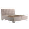 Čalouněná postel EXCLUSIVE Blanář béžová, pohled na bílém pozadí s odkrytým lamelovým roštem bez matrace.