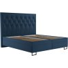 Čalouněná postel KERSTIN Blanář v modrém potahu, pohled na bílém pozadí s odkrytým roštem bez matrace a vysokým čelem.