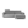 Šedá rohová sedací souprava ARKO mini s nastavitelnou hloubkou sedu, přední pohled