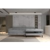 Šedá rozkládací sedací souprava BREEZE S s úložným prostorem v interiéru obývacího pokoje, boční pohled