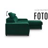 Rohová sedací souprava FOX boční pohled na sedací část s polohovatelnou opěrkou hlavy, tmavě zelené čalounění.