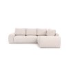 Rohová sedací souprava LEO R3 na bílém pozadí, čelní pohled na delší část se zádovými polštáři v krémové barvě.