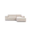 Rohová sedací souprava LEXUS světle béžová na bílém pozadí, šikmý pohled na tvar L s otománem vpředu.