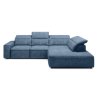 Rohová sedací souprava LUXARO L v tmavě modré barvě s lenoškou, technický náhled tvaru