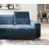Rohová sedací souprava LUXARO Mini v tmavě modré barvě, čelní pohled na sedací část v moderním obývacím pokoji