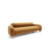 Sedací souprava PAVIO SOFA S4 z bočního úhlu, oblý profil korpusu a nízká silueta v hořčicově hnědém potahu.