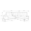 Rozkládací rohová sedačka PORTO, technický nákres s vyznačenými rozměry a půdorysem rohového tvaru.