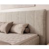 Detail čalouněného čela postele BORA – béžová látka a dekorativní žebrování