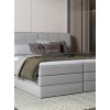 Boxspring postel DREAMO v ložnici – boční pohled na čelo a korpus