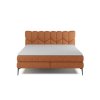 Čalouněná boxspring postel FILDO, přímý pohled zepředu, rezavě hnědé čalounění, vysoké čelo s geometrickým prošíváním