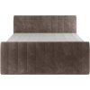 Čalouněná boxspring postel LAPIA, přímý pohled zepředu, hnědošedé čalounění, vysoké čelo s vertikálním prošíváním