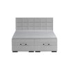 Čalouněná boxspring postel LOFTY, přímý pohled zepředu, světle šedé čalounění, vysoké čelo se čtvercovým prošíváním