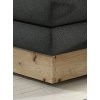 Detail rohu boxspring postele LISA, tmavě šedé čalounění a masivní dřevěná základna