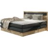 Čalouněná boxspring postel LISA, celkový pohled zepředu, tmavě šedé čalounění, rám z masivního dřeva