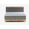 Čalouněná boxspring postel NANCY, přímý pohled zepředu, tmavě šedé čalounění, rám z masivního dřeva
