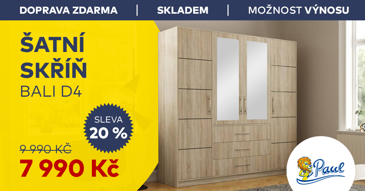 Šatní skříň Bali D4 Dub artisan
