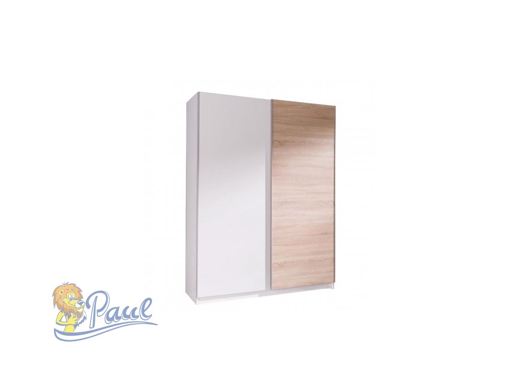Šatní skříň Batumi 3 s posuvnými dveřmi - šířka 150 cm bílá + dub sonoma