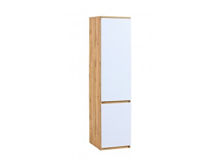 šatní skříň arca ar2 s klasickými dveřmi s policemi - šířka 45 cm dub wotan + bílá